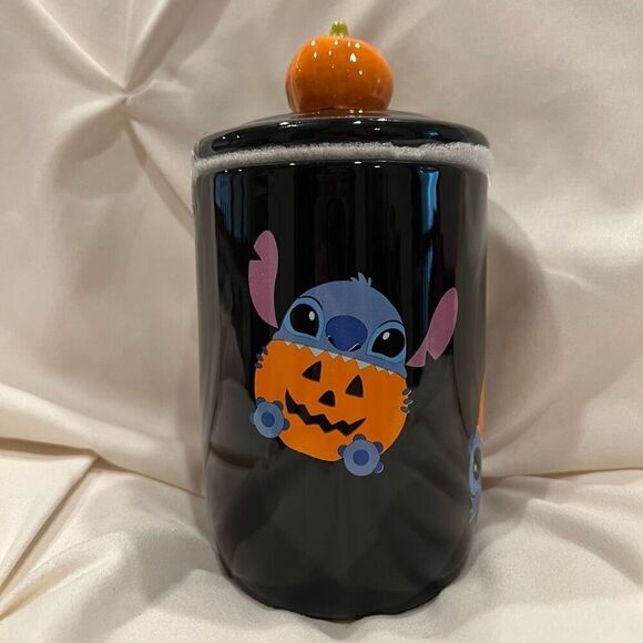 Disney Lilo & Stitch, Stitch with Pumpkins Fall Halloween Jar with Lid NWT - Picture 4 of 8